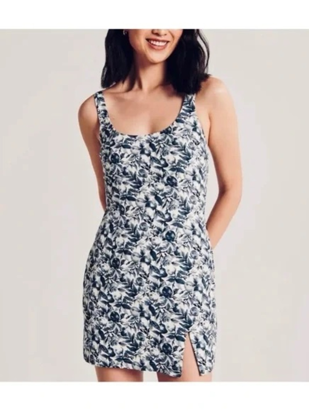 A&F 90’s Mini Slip Dress Blue Floral